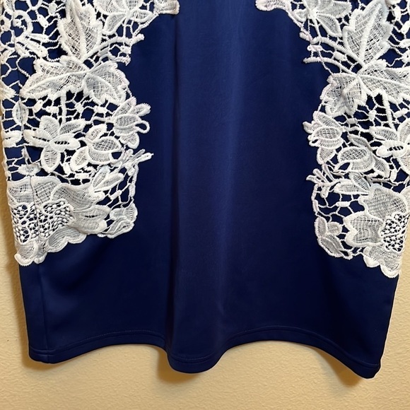 Venus Blue White Lace Sleeveless Dress - Picture 6 of 15